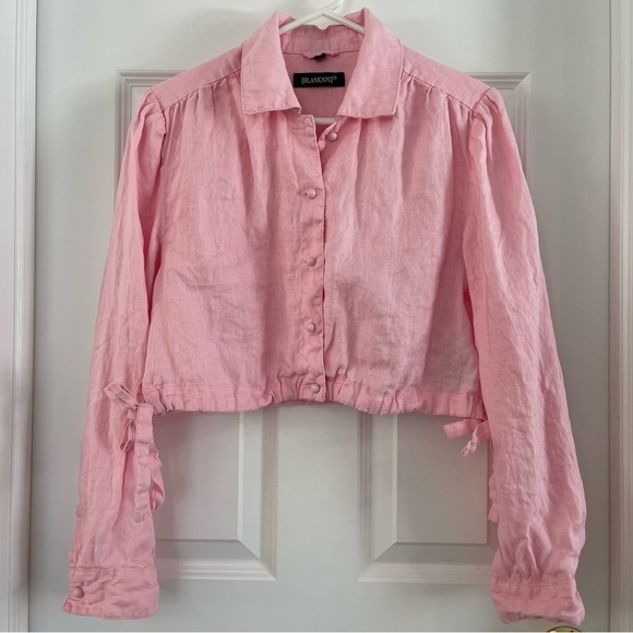 Blank NYC Flying Solo 100% Linen Button Down Shirt in Pink Size Small - Picture 2 of 10
